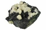 Calcite and Fluorite Crystals on Druzy Quartz - China #163254-2